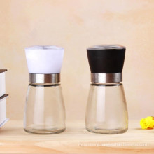 Round Shape Glass Spice Jars with Grinder Lids, Glass Seasoning Bottle Jars, Glassware, Hand Grinding Jar